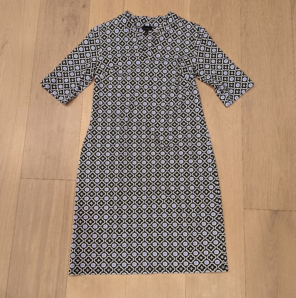 Talbots Geometric Black and White Dress - Picture 1 of 6